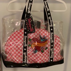 Betsey Johnson clear bag with pink lining